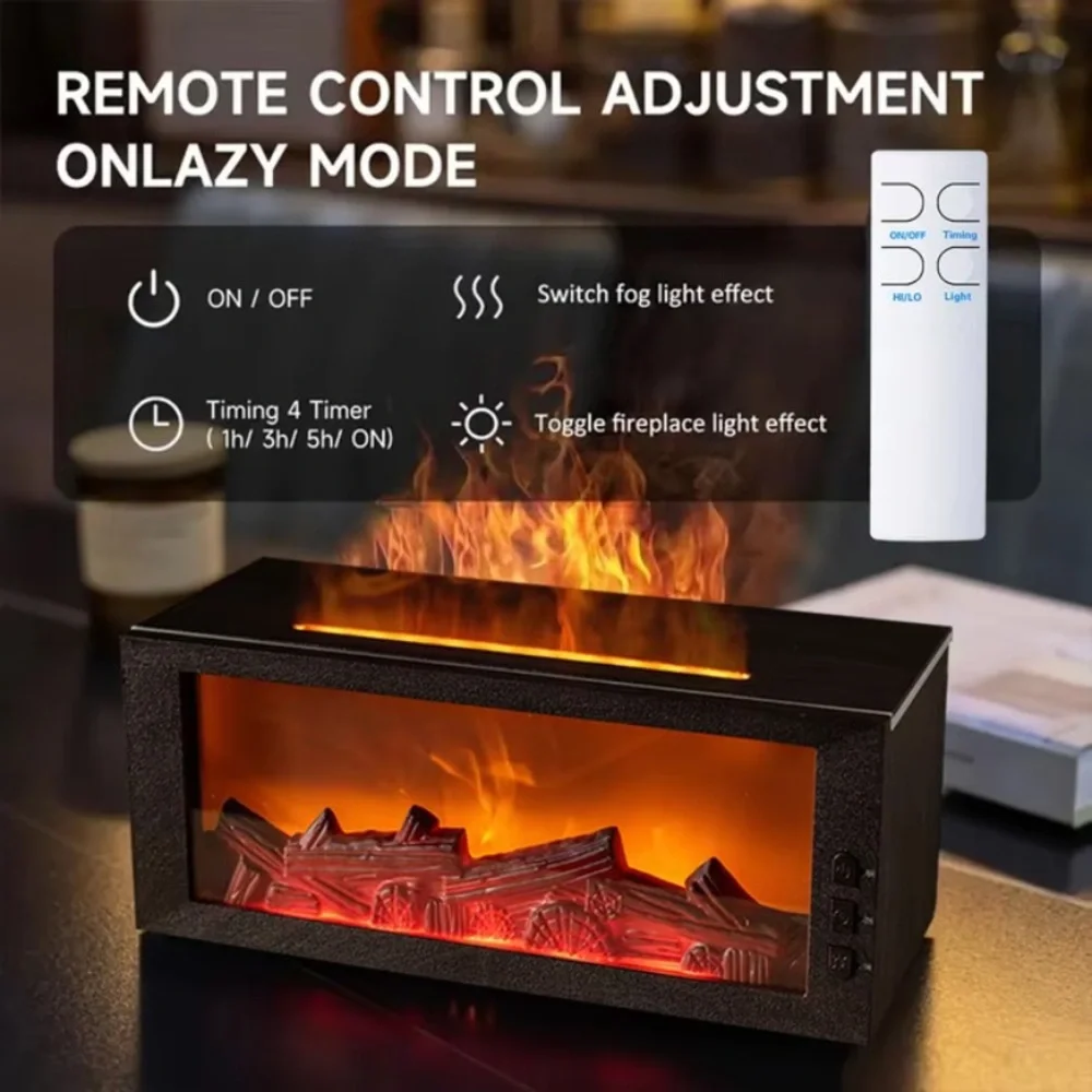 Aromatherapy Essential Oil Set with LED Fireplace Diffuser